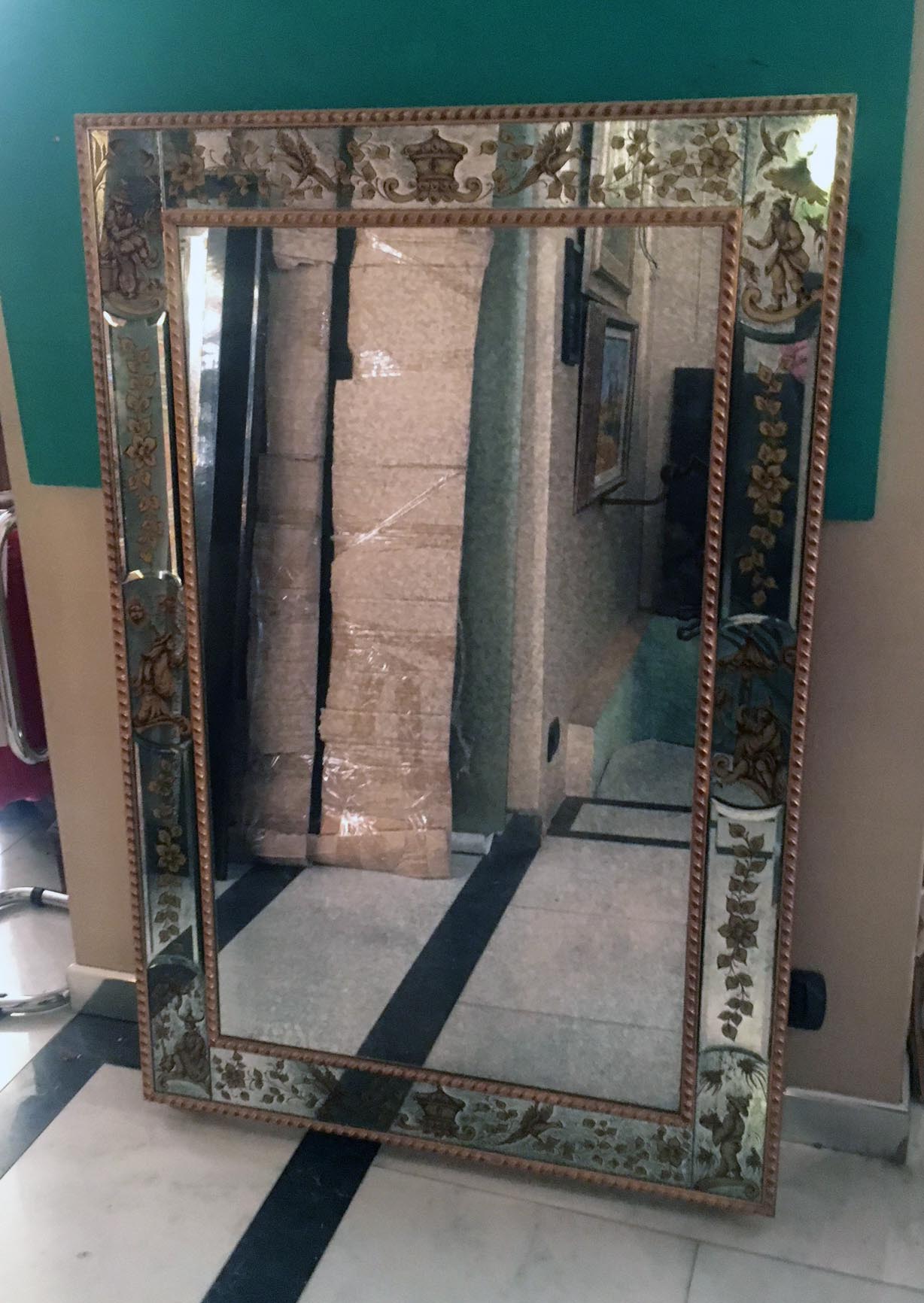 Specchio con Design Cordoncino oro rettangolare del XX Secolo Opera d'arte esemplare - Robertaebasta® Art Gallery opere d’arte esclusive.